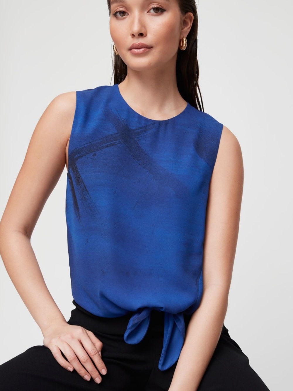 Aritzia Sleeveless Tie-Hem Blouse in Cobalt Blue